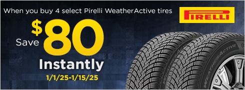 Save $80 Instantly on a set of Four Pirelli WeatherActive Tires