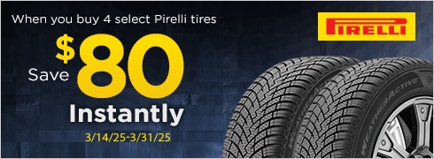 Save $80 Instantly on Four Select Pirelli Tires