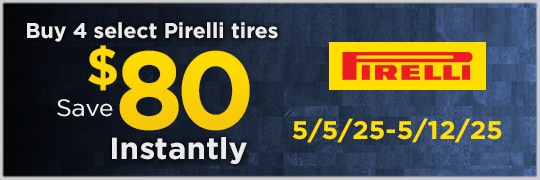 Save $80 Instantly on Four Select Pirelli Tires
