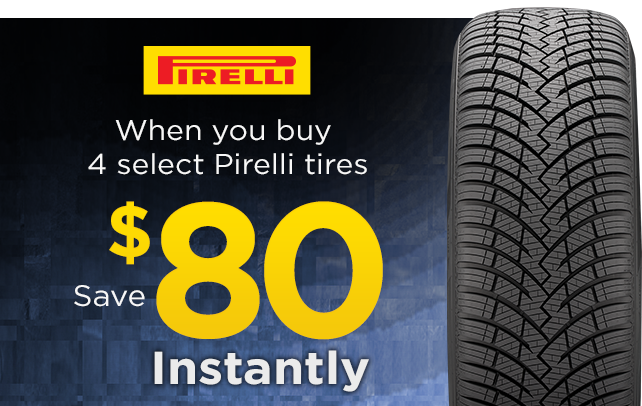 Save $80 Instantly on Four Select Pirelli Tires