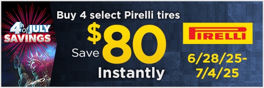 Fourth of July Savings | Save $80 Instantly on Four Select Pirelli Tires