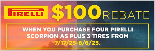 Get $100 Back When You Buy 4 Pirelli Scorpion AS Plus 3 Tires