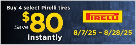 Save $80 Instantly on Four Select Pirelli Tires