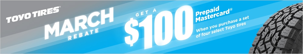 Get a $100 Toyo Tires Prepaid Mastercard®