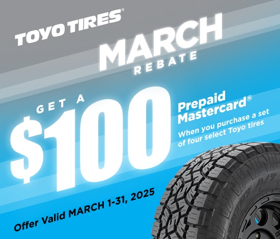 Get a $100 Toyo Tires Prepaid Mastercard®