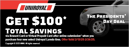 Uniroyal: Get $100* Total Savings After Online Submission