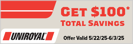 Get Total Savings of $100* When You Buy 4 Select Uniroyal Laredo Tires